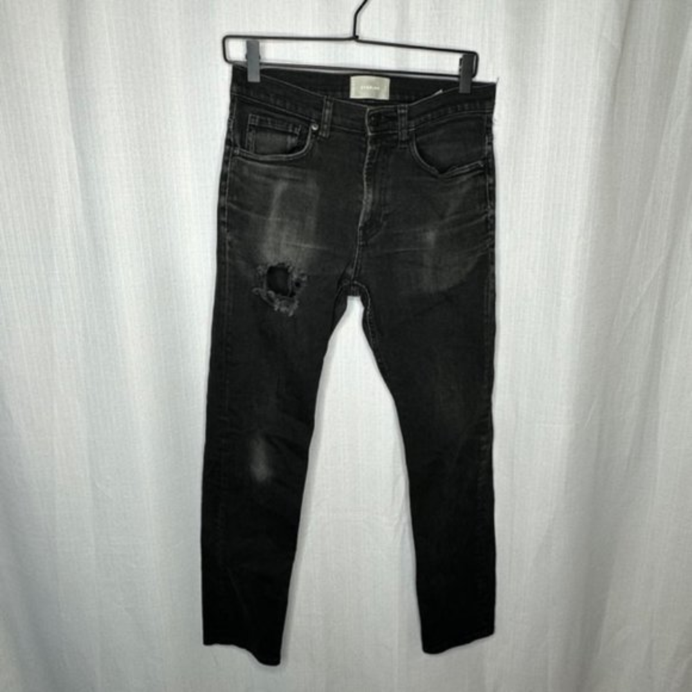 Everlane‎ Washed Black Ripped Slim Jeans